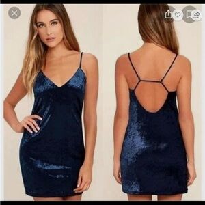 Lulu's Navy Backless Velvet Dress